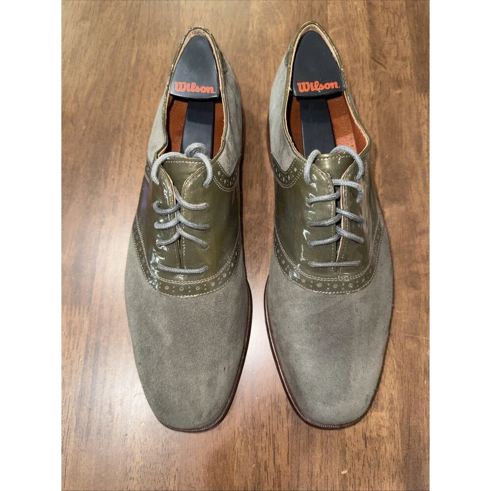 Florsheim by Duckie Brown Olive Suede & Patent Cap Toe OxfordsMen's Size 10.5D